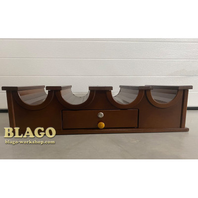 Підставка для продажу свічок темна на 4 відділення з ящиком для пожертв та шухлядкою, 83х43х21 см