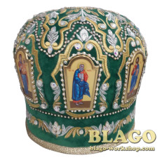 Miter is green with decorative stones and icon №12