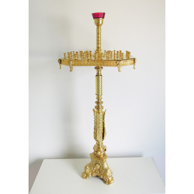 Candlestick for 40 candles and 1 lampada brass with casting, 50x129 cm
