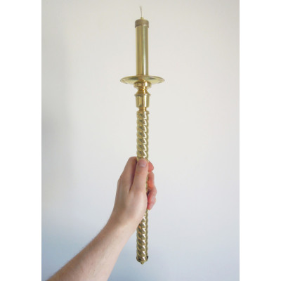 Підсвічник (односвічник) в руку латунний під олію, 9х49 см