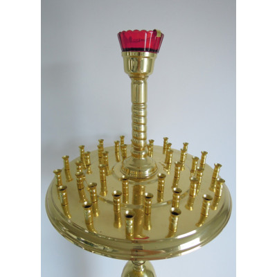 Candlestick for 48 candles and 1 lampada, brass, 40х129 cm