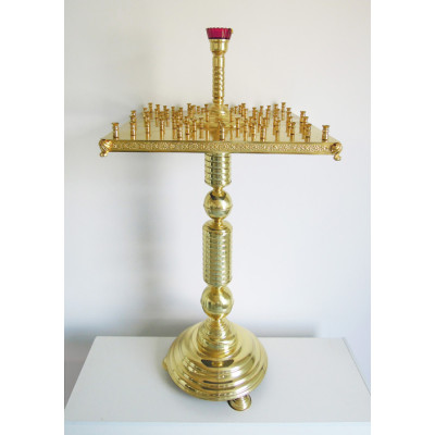 Підсвічник на 80 свічок та 1 лампаду, латунний (квадратний), 62х125 см