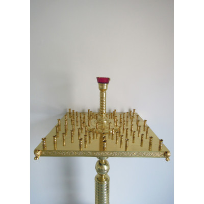 Підсвічник на 80 свічок та 1 лампаду, латунний (квадратний), 62х125 см