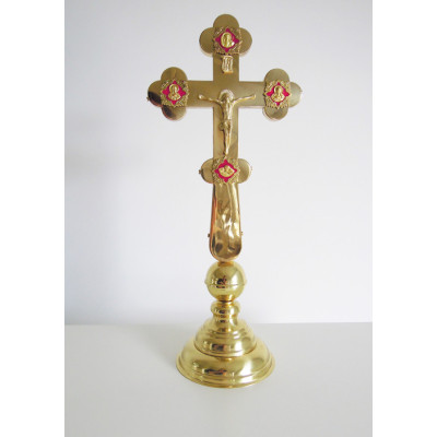 Крест напрестольный латунный на подставке, 18х42 см