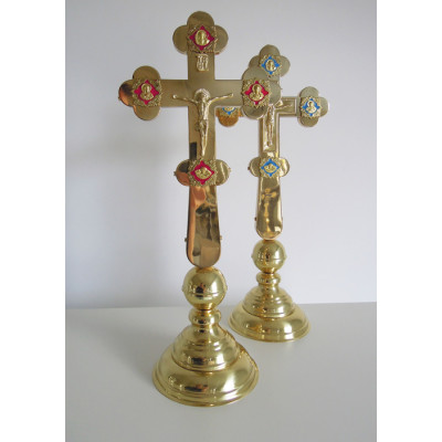 Крест напрестольный латунный на подставке, 18х42 см