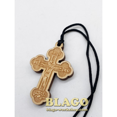 Cross сarved wooden pectoral, 2.5x4 cm