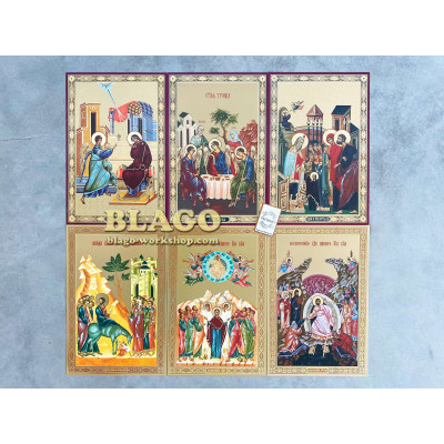 Киот открывающийся аналойный со стеклом (13 сюжетов), 30х40 см