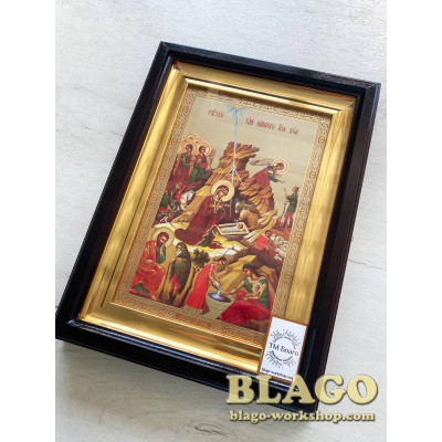 Киот открывающийся аналойный со стеклом (13 сюжетов), 30х40 см