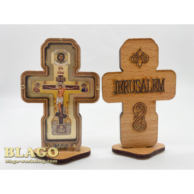 Хрест автомобільний дерев'яний (на липучці), 5х8 см