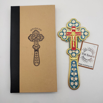 Altar cross with enamel, bilateral, (Greece), 7,5х0,6х17 cm