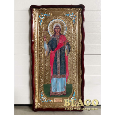 Храмовая икона Кристина, фигурная рамка, 60х120 см