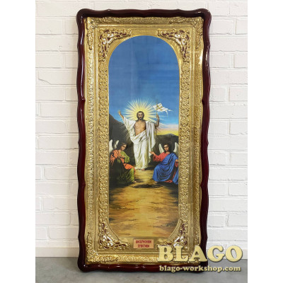 Icon Resurrection, figurative frame, 60x120 cm