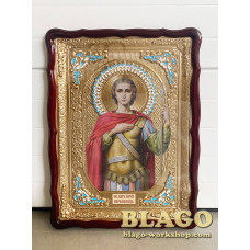 Храмова ікона Юрій Переможець, велика, фігурна рамка, 60х80 см