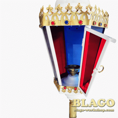 Ліхтар великодній білий, кольорове скло, 25х25х71 см