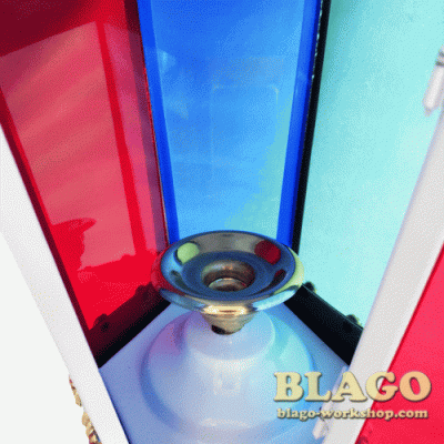 Ліхтар великодній білий, кольорове скло, 25х25х71 см