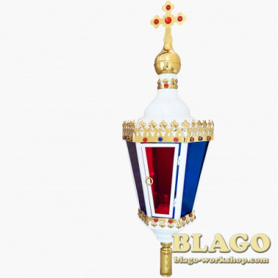 Ліхтар великодній білий, кольорове скло, 25х25х71 см