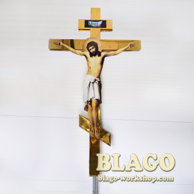 Bow cross at the crossroads from damask steel, 2.5m