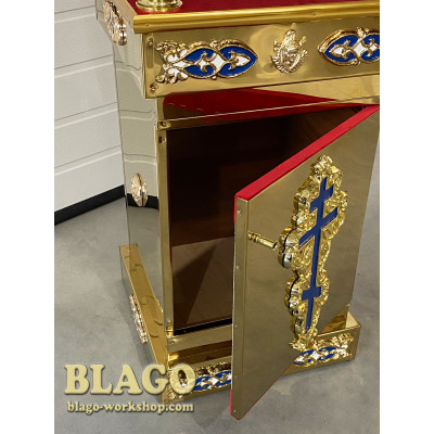 Підставка під ковчег металева, з дверцятами та литими накладками, 42х42х92 см