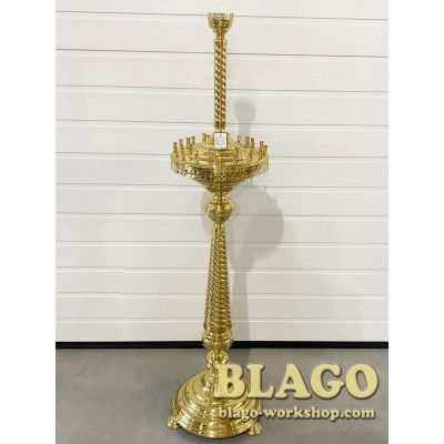 Підсвічник на 24 свічки 1 лампаду латунний, конусна ніжка, 142 см