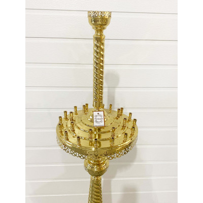 Підсвічник на 24 свічки 1 лампаду латунний, конусна ніжка, 142 см
