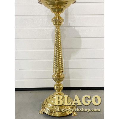 Підсвічник на 24 свічки 1 лампаду латунний, конусна ніжка, 142 см