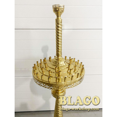 Candlestick for 42 candles and 1 lampada, brass, 150cm
