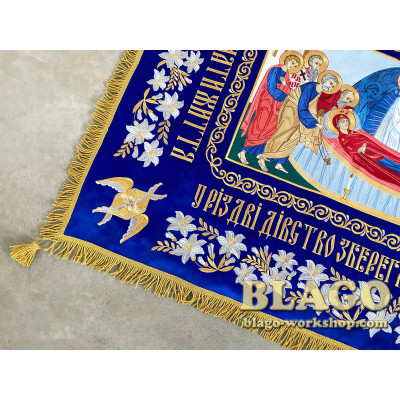 Плащаница "Богородица с Предстоящими" №10, 135х100 см Плащаница "Богородица с Предстоящими" №10, 135х100 см