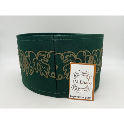 Скуфія Грецька Мяка льон + габардин зелена (з вишивкою)