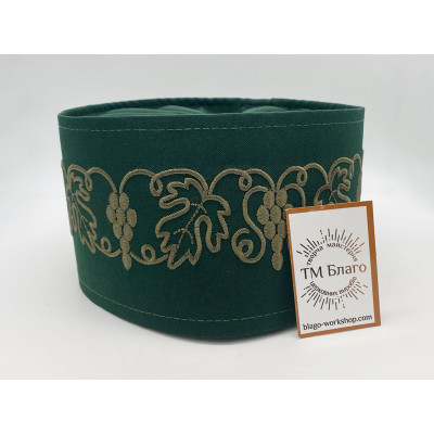 Скуфія Грецька Мяка льон + габардин зелена (з вишивкою)