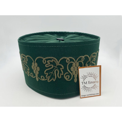 Скуфія Грецька Мяка льон + габардин зелена (з вишивкою)