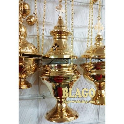 Кадило велике латунне не лаковане, 10,5х27,5|67 см