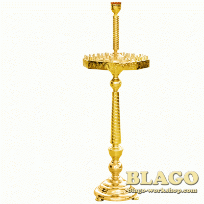 Candlestick (multi-candlestick) brass for 56 candles and 1 lampada, 48x145 cm