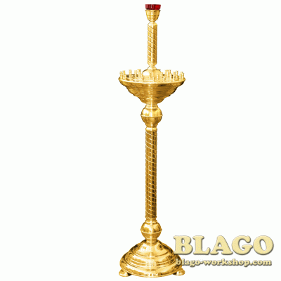 Candlestick (multi-candlestick) brass for 36 candles and 1 lampada, 35x140 cm
