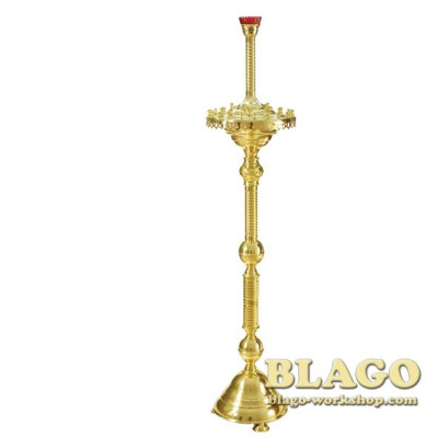 Підсвічник на 26 свічок 1 лампаду, латунний, з короною