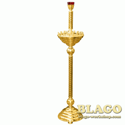 Подсвечник (многосвечник) латунный на 30 свечей и 1 лампаду, 30х136 см