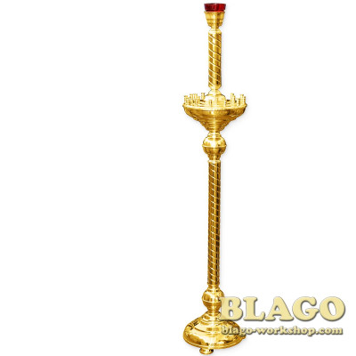 Підсвічник (багатосвічник) латунний на 24 свічки та 1 лампаду, 30х136 см