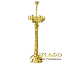 Підсвічник на 24 свічки 1 лампаду шестигранний, латунний