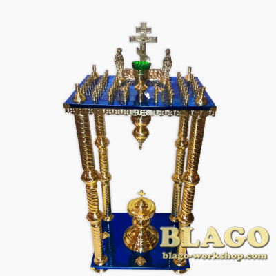 Панахидний стіл синій на ніжках 60 свічок, 57х45х107 см