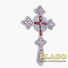 Хрест напрестольний фігурний нікель, емаль, 20х32,5 см