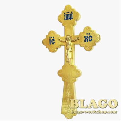 Хрест напрестольний латунний, емаль 20х1х31 см