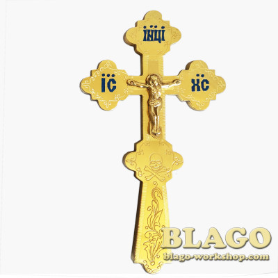 Хрест напрестольний латунний, емаль 20х1х31 см