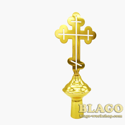 Brass tops on the banner with a cross №2, 27 cm