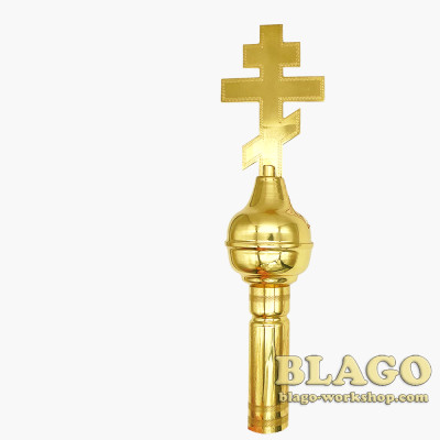 Brass tops on the banner with a cross, 32,5 cm