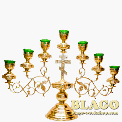 Семисвечник напрестольный средний на одной ножке "Листок", 91х26х68 см