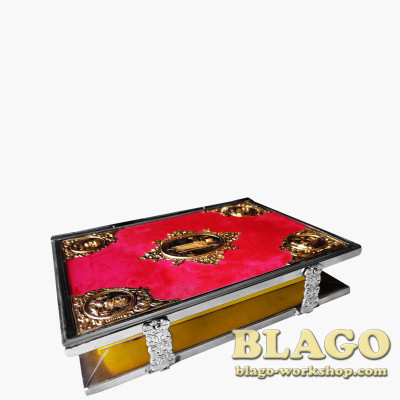 Gospel in nickel cover on velvet, gold plated (Ukrainian language)