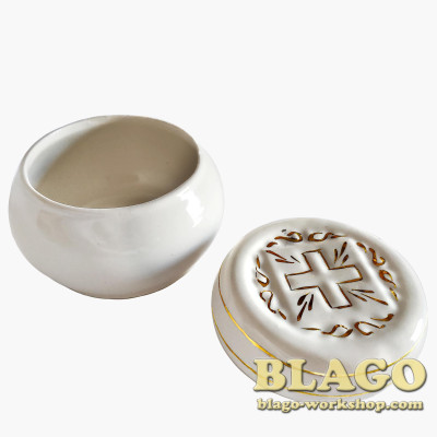 Просфорниця біло-золота, 10х10х8 см