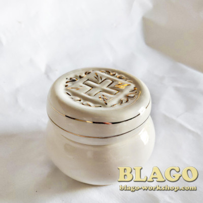 Просфорниця біло-золота, 10х10х8 см