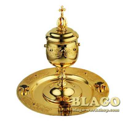 Чаша для Єлеопомазання латунна позолочена Соборна, 15х15 см