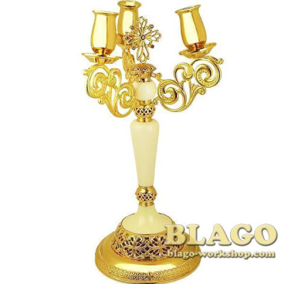 Трикирій латунний позолочений на акриловій ніжці