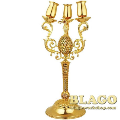 Трикирій латунний позолочений з вставками